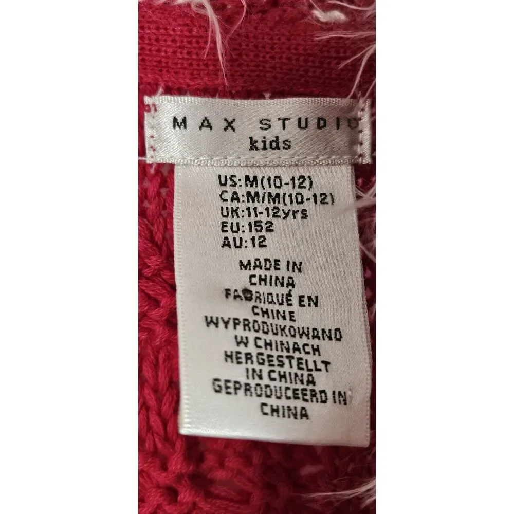 NWT Max studio kids soft fuzz‎ cable knit vest shrug girl Sz M (10-12)